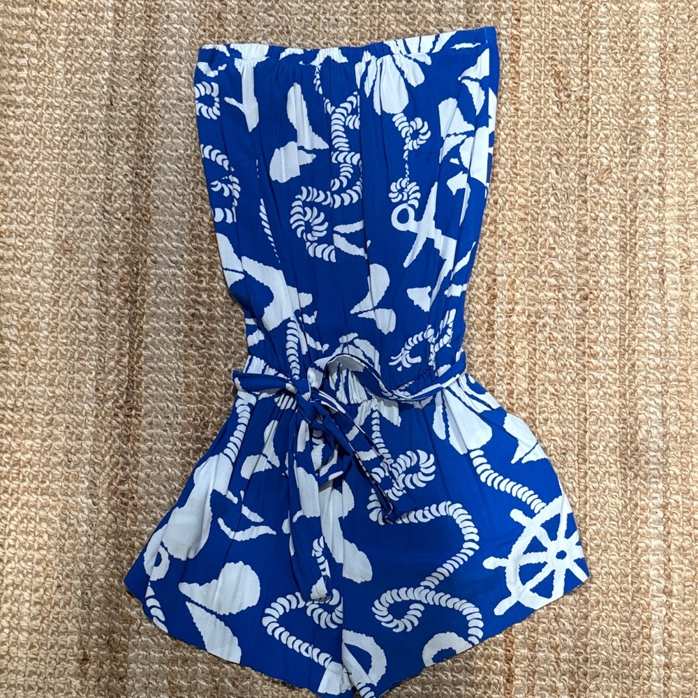 Lilly Pulitzer Blue and Pink Tropical Print Romper